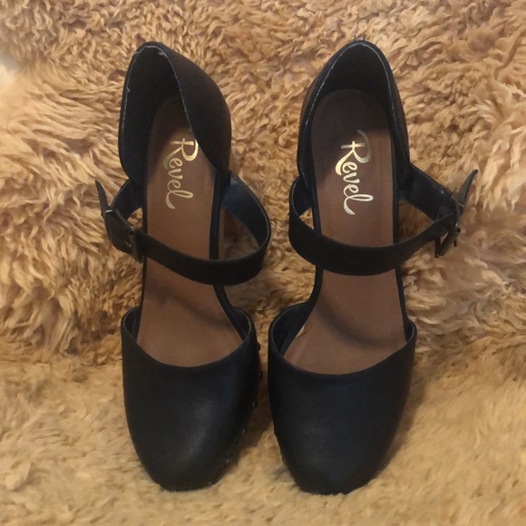 Revel high heel clog sandals navy blue size 8 - Picture 4 of 5